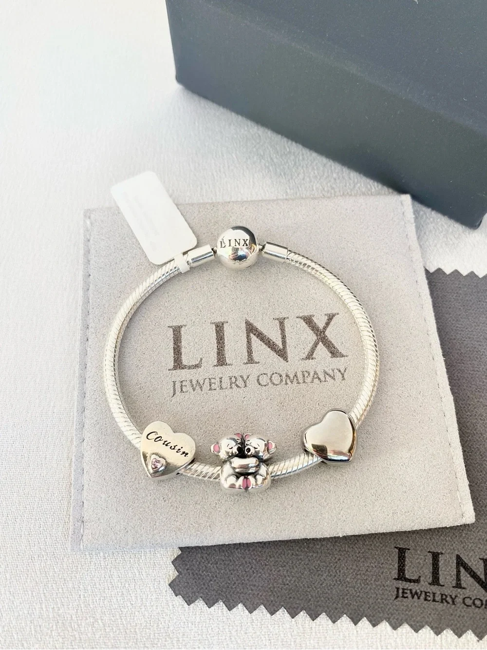 Linx Snake Chain Bracelet with Cousin Themed Charms